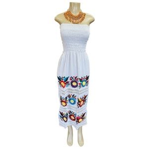 floral embroidered dresses Coquette dress// Mexican dress women// Mexican party dress//Embroidere –  MEXICANITA-HANDMADE main image 1